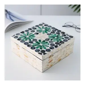 Stylish jewellery storage box mother of pearl mosaic jewelry boxes for earrings wedding rings gift boxing