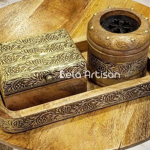 Bela Artisan Ecológico Incienso Indio Mango Madera Bandejas Mabkhara Box Set Incienso Aromaterapia Difusor Titular Día de San Valentín - Product Image 4