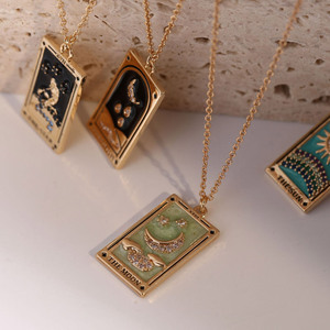 สร้อยคอเคลือบทองทองเหลืองเคลือบไพ่ทาโรต์ต่ำ10ชิ้น - Product Image 3