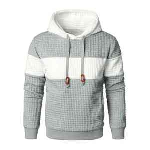 Nueva llegada Unisex personalizado Color bloque Waffle Knit sudaderas con capucha última moda hombres empalme colores térmico marca 2xl 100% algodón - Product Image 6