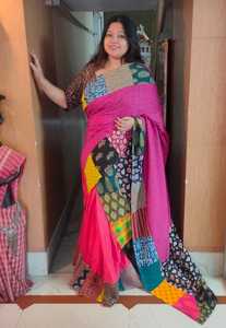 Nouvel arrivage de vêtements de fête 2022, couleur mixte, magnifique Hakoba Ajrakh Saree avec Blouse, achats en ligne depuis la tenue indienne - Product Image 2