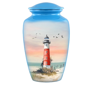 Urna Funeraria de Metal (Latón/Aluminio) con Diseño de Faro, para Cenizas Humanas de Adultos - Product Image 5