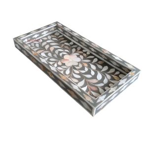 PLATEAU CHAUDE Plateau de service fait à la main Incrustation d'os de luxe Ramadan Petit déjeuner Nourriture Fruits Café Thé Plateau décoratif à bas - Product Image 6