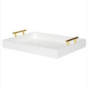 Plateaux de forme rectangulaire de vente chaude plateau de service en bois massif avec poignées en métal pour la maison et les restaurants à un prix compétitif - Product Image 1