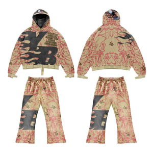 Nouvel ensemble de survêtement décontracté pour homme de haute qualité, avec fermeture éclair, poche latérale, effet délavé à la pierre, impression sur écran, hiver - Product Image 4