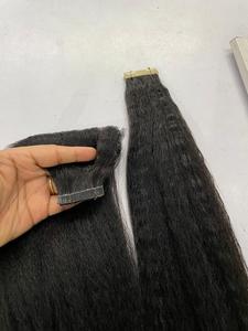 Extensiones de cabello con cinta de estilo europeo dibujado doble ruso 12A Remy grado sin enredos cabello humano indio crudo onda Natural - Product Image 3