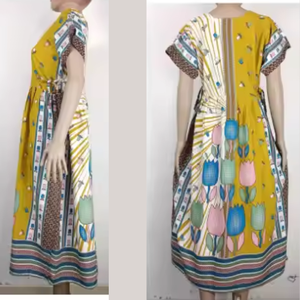 Conjunto de ropa de dormir informal de verano de talla grande para mujer, pantalones Jumbo de rayón con estampado Floral, cintura elástica hasta la rodilla, manga corta, Color sólido Simple - Product Image 2