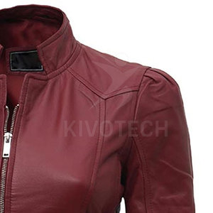 Best Selling Latest Style Women's <b>Winter</b> <b>Leather</b> <b>Jacket</b> Breathable with Stand Collar Knitted Wholesale - Product Image 5