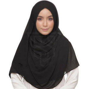 ฮิญาบยาวมุสลิมสำหรับผู้หญิงฮิญาบยาวมุสลิมเสื้อผ้าอิสลามสีดำล้วนแบบลำลองไซส์ใหญ่พิเศษ - Product Image 2