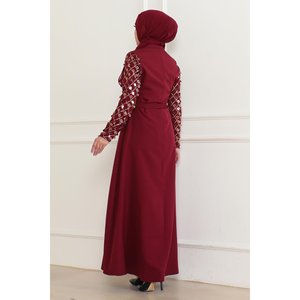Robe décontractée bordeaux à franges - Style 6115 - Product Image 4