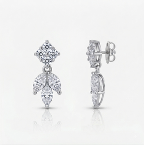 Pendientes de Oro Blanco de 18K con Corte Marquesa para Mujer, Diamantes de Laboratorio con Certificación IGI, Estilo Clásico, Joyería para Uso Diario, Claridad F VVS2 - Product Image 2