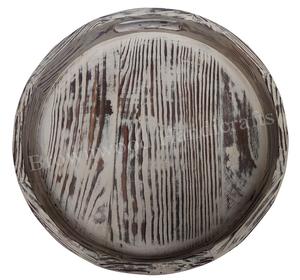 Distressed White Round Shape Mango Wood Serving Tray <b>Lazy</b> <b>Susan</b> with Rotating Function for Home Hotels and Restaurants - Product Image 5