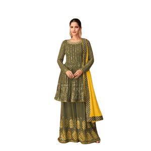 Nouvelle Collection de vêtements de Festival pour femmes, Georgette Salwar Kameez Sharara avec longue tenue de Festival dupata épicée - Product Image 1
