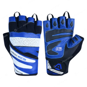 Gants de gymnastique unisexes en cuir pour la protection des poignets demi-doigts avec poignées Respirant Ultimate Grip pour l'haltérophilie - Product Image 1