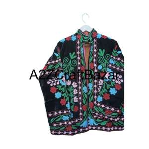 Hand Embroidered Bohemian Floral <b>Velvet</b> Suzani <b>Jacket</b> Printed <b>Women</b> Coat with Wool Lining Handmade Suzani <b>Jackets</b> - Product Image 2