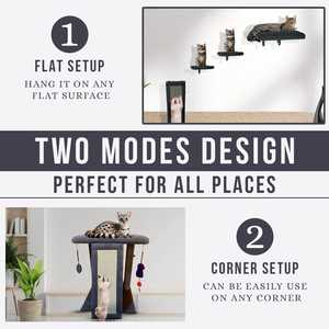 2 in 1 Modern Luxury <b>Cat</b> Scratcher Bed Folding Design <b>Wall</b>/Floor Mountable Durable Wood Frame Space-Saving Indoor <b>Cat</b> Furniture - Product Image 4