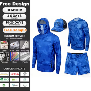 Completo da Pesca OEM UPF 50, Maglietta a Maniche Lunghe con Cappuccio, Abbigliamento da Pesca Personalizzato, Pantaloncini da Uomo ad Asciugatura Rapida, Felpa con Cappuccio da Pesca - Product Image 1