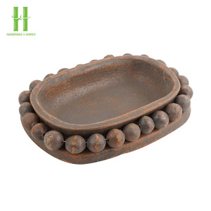 Best Seller Handmade <b>Wooden</b> Dough Bowl Shaped Leaf Candle Holder <b>for</b> Easter and Christmas Parties Direct From Vietnam - Product Image 3