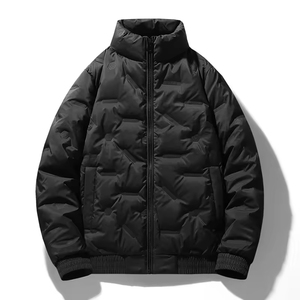 Chaqueta acolchada personalizada de alta calidad para hombre, abrigo de invierno cálido con cuello levantado acolchado grueso con cremallera para uso en la calle al aire libre - Product Image 2