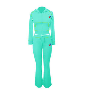 Conjunto deportivo de alta calidad para mujer, Sudadera con capucha de manga larga bordada personalizada, Logo, patrón sólido, chándal de dos piezas, Hip Hop para invierno - Product Image 3