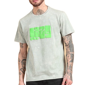 T-shirt graphique en coton 100% de qualité supérieure, lavé à l'acide, imprimé en relief, poids lourd 220 GSM, style vintage streetwear - Product Image 1