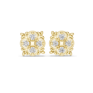 Floral Diamond Stud Earrings 0.36 CT Lab VVS-VS EF CVD Diamonds 18KT, 14KT, 10KT Gold & 925 Silver Rose, Yellow, White - Product Image 3