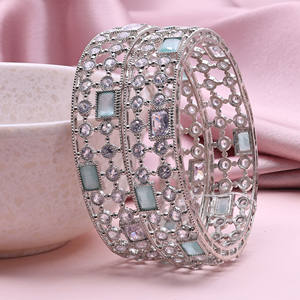 Silver Plated Reverse AD Bangles, <b>Fashion</b> <b>Bracelets</b> Bangles, Brass Reverse AD Luxury Bangles, Everyday Wear Reverse AD Bangles. - Product Image 2