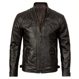 Veste en cuir pour hommes Vintage Moto Racer Retro Moto Veste de course en cuir véritable pour l'hiver à la mode - Product Image 4