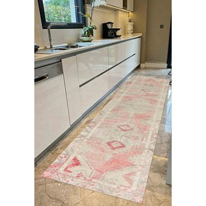 Alfombra de pasillo turca rosa: diseño anatólico impreso antideslizante, alfombra de chenilla - Product Image 3