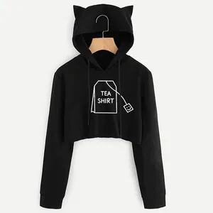 Sudadera con capucha recortada de calidad premium Spring Ladies Crop Top Drawstring Hoody Fitness Cropped Top Hoodies - Product Image 3