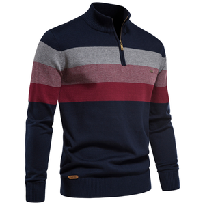 Suéter de cuello alto para hombre, informal, con cremallera, de algodón, tejido, a la moda, para invierno. - Product Image 6