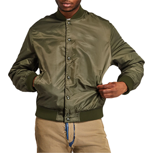 Nouveau design de blousons d'aviateur en satin de baseball à fermeture éclair, poignets côtelés, veste à ourlet rayé pour hommes - Product Image 5