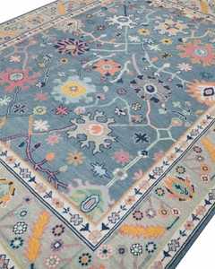 พรมแบบถักด้วยมือสีฟ้าอ่อนและสีเบจตุรกีขนาด8x10 ,9x12สำหรับห้องนั่งเล่นห้องนอนพิเศษพรมถักมือ - Product Image 1