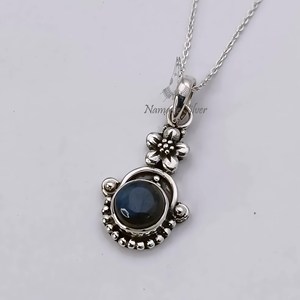 Collier en labradorite, pendentif fleur en argent sterling, bijoux bohèmes faits à la main - Product Image 4