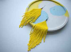 ต่างหูลูกปัดแก้วทันสมัยดีไซน์เทอร์ควอยซ์ขอบเรียงเป็นเอกลักษณ์ของขวัญจากงานหัตถกรรม - Product Image 4