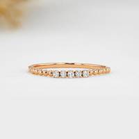 Design minimaliste 14K 18K Or jaune massif Bandes d'éternité Bagues en diamant véritable Bagues empilables en perles fines pour elle au taux le plus bas