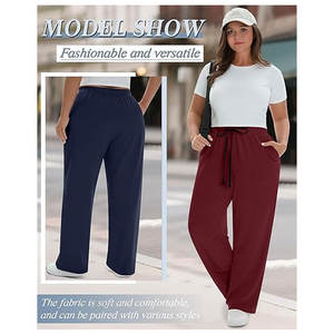 Pantalones de Yoga para Mujer Talla Grande, Pantalones Deportivos con Cordón, Bolsillos, Ajuste Holgado, Pantalones de Chándal para Ejercicio, Parte Inferior Abierta, Casuales - Product Image 6