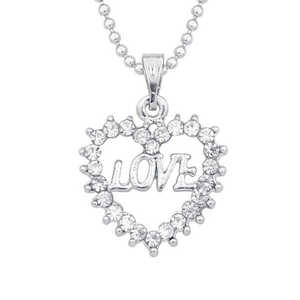 Tip Top Fashions Fine Chain Pendentif 1203128A Argent Plaqué avec Pierre Autrichienne Love Heart Design - Product Image 1