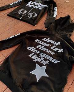 Ropa de calle personalizada lavado con ácido Vintage chándal hombres Streetwear desgastado Patchwork Sudadera con capucha y pantalones de chándal conjunto - Product Image 4