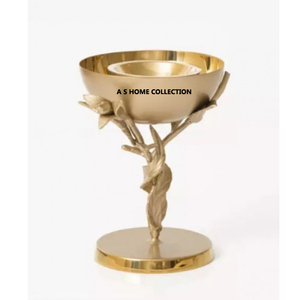 Bol de noix décoratif et brûleur d'encens le plus populaire avec fleur dorée en laiton avec plateau en métal design - Product Image 5