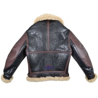 Blouson Bomber Homme Type B3 en Fourrure de Renard 100% Laine Col Rabattu Marron Chaud Hiver Vintage Vêtement d'extérieur Logo Avant Écologique