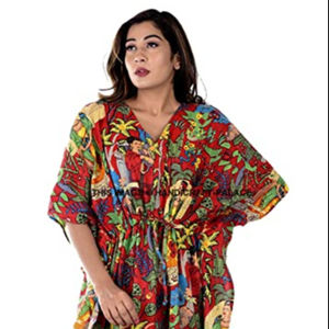 Fabulous Looking Designer 100% Cotton Fabric Women's <b>Kaftan</b> <b>Dress</b> Bohemian Hippie <b>Style</b> Long <b>Kaftan</b> Tunic Summer Beach <b>Dress</b> Set - Product Image 1