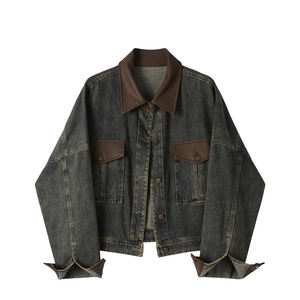 Chaqueta vaquera personalizada con estampado de diseño sin capucha para hombre de fábrica, chaqueta vaquera con estampado de letras y botones, chaqueta vaquera personalizada - Product Image 1