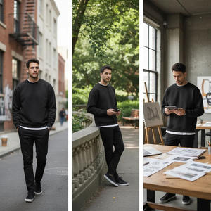 เสื้อสเวตเชิ้ตคอกลมผู้ชายทรงโอเวอร์ไซส์ นุ่ม สบาย ใส่ได้ทุกวัน ทุกฤดู เสื้อผ้าลำลองสำหรับผู้ชาย - Product Image 3