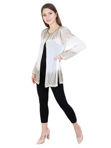 Lujosa chaqueta para fiestas nocturnas, ropa de mujer, chaqueta de tiro, ropa de fiesta de noche, vestido abierto en la parte delantera, traje de trabajo con cuentas a mano - Product Image 4