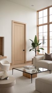 Puerta Interior de Polímero WPC con Acabado de Madera Personalizada, Puerta de Madera Moderna y Minimalista para Oficina Comercial, Panel Resistente a los Arañazos - Product Image 5