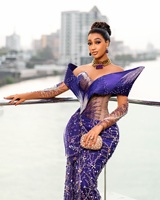 Falda plisada clásica de poliéster con cuello halter, sin espalda, transpirable, de secado rápido, anti-pilling, con cuentas, estilo africano, talla grande, para boda