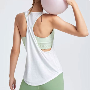 Custom Ladies Gym Workout Tank Top Casual Fitness Stringer Vest <b>Singlet</b> Breathable Knitted Fabric Embroidery Active Yoga Tank - Product Image 2