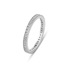 925 Sterling Silver Eternity <b>Ring</b> Classic Wedding Engagement Gift with Rhodium Silver Plated Zircon Gemstone for Anniversaries - Product Image 1
