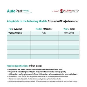 Cric de vitre avant en plastique-droit pour Volkswagen Polo - RAB Set (expédition depuis le fabricant turc) Code produit: FD113559 - Product Image 2